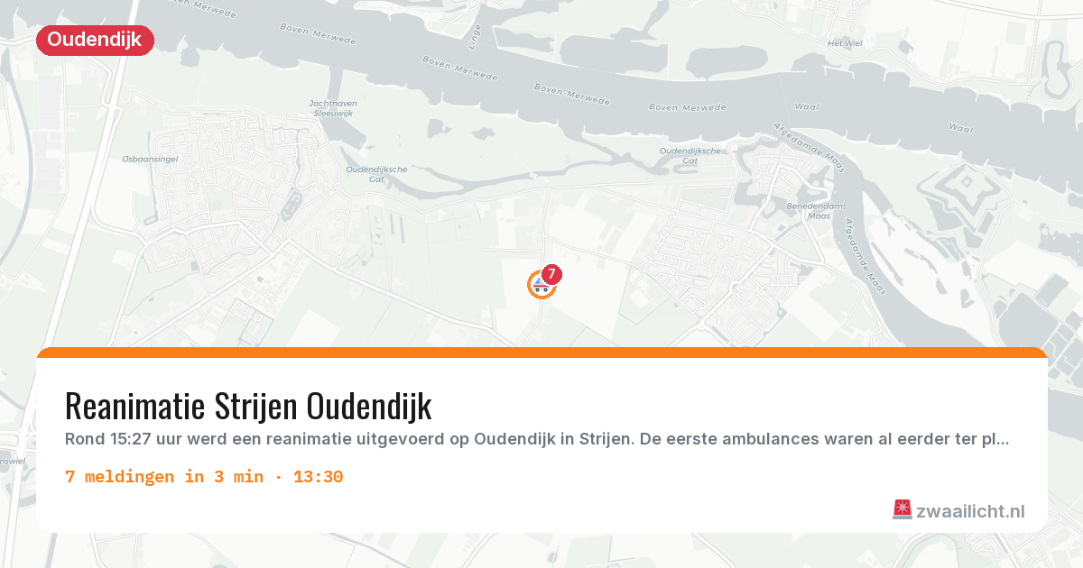 Kaart van de activiteitspiek bij Oudendijk