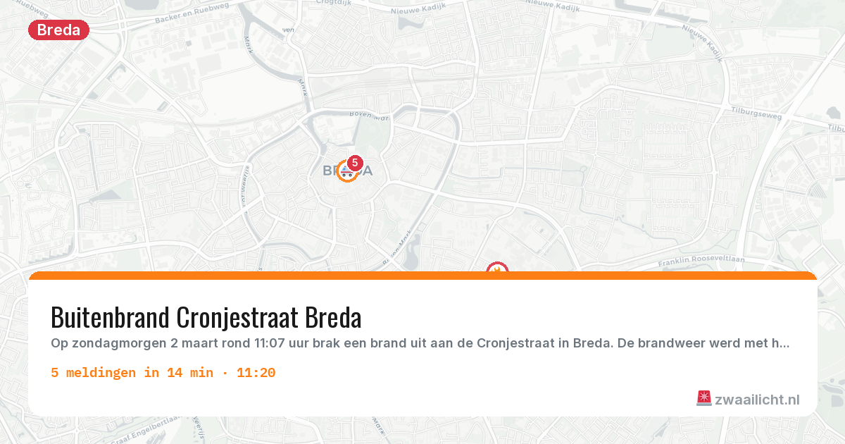 Kaart van de activiteitspiek bij Breda