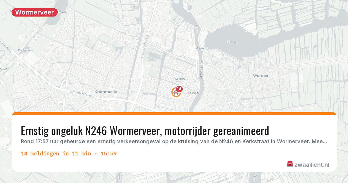 Kaart van de activiteitspiek bij Wormerveer