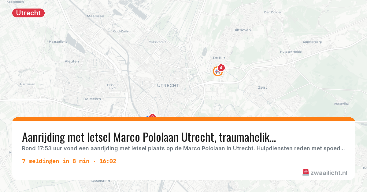 Kaart van de activiteitspiek bij Utrecht