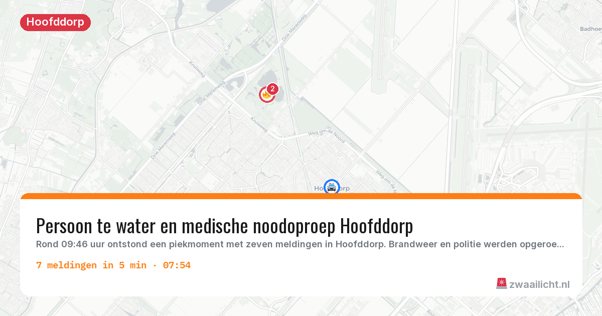 Kaart van de activiteitspiek bij Hoofddorp
