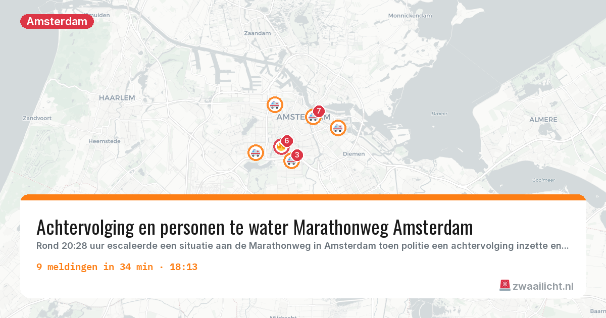 Kaart van de activiteitspiek bij Amsterdam
