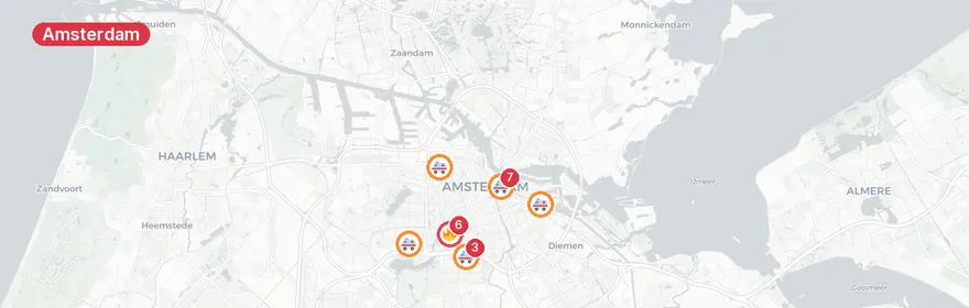 Kaart van Achtervolging en personen te water Marathonweg Amsterdam