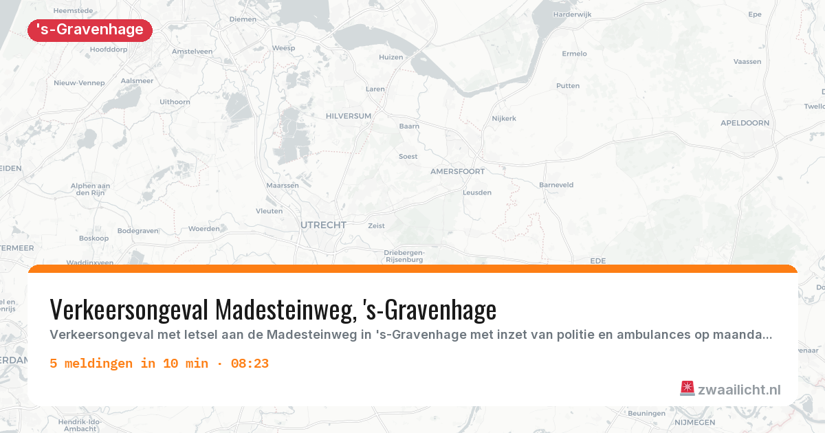 Kaart van de activiteitspiek bij 's-Gravenhage