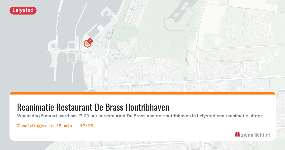 Kaart van de activiteitspiek bij Lelystad