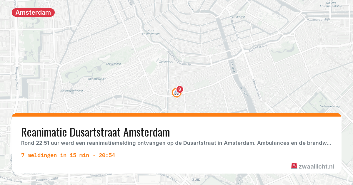 Kaart van de activiteitspiek bij Amsterdam