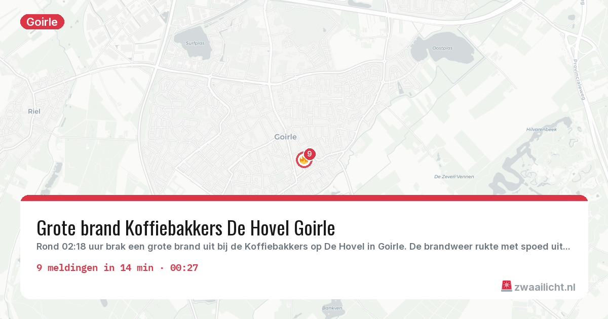 Kaart van de activiteitspiek bij Goirle