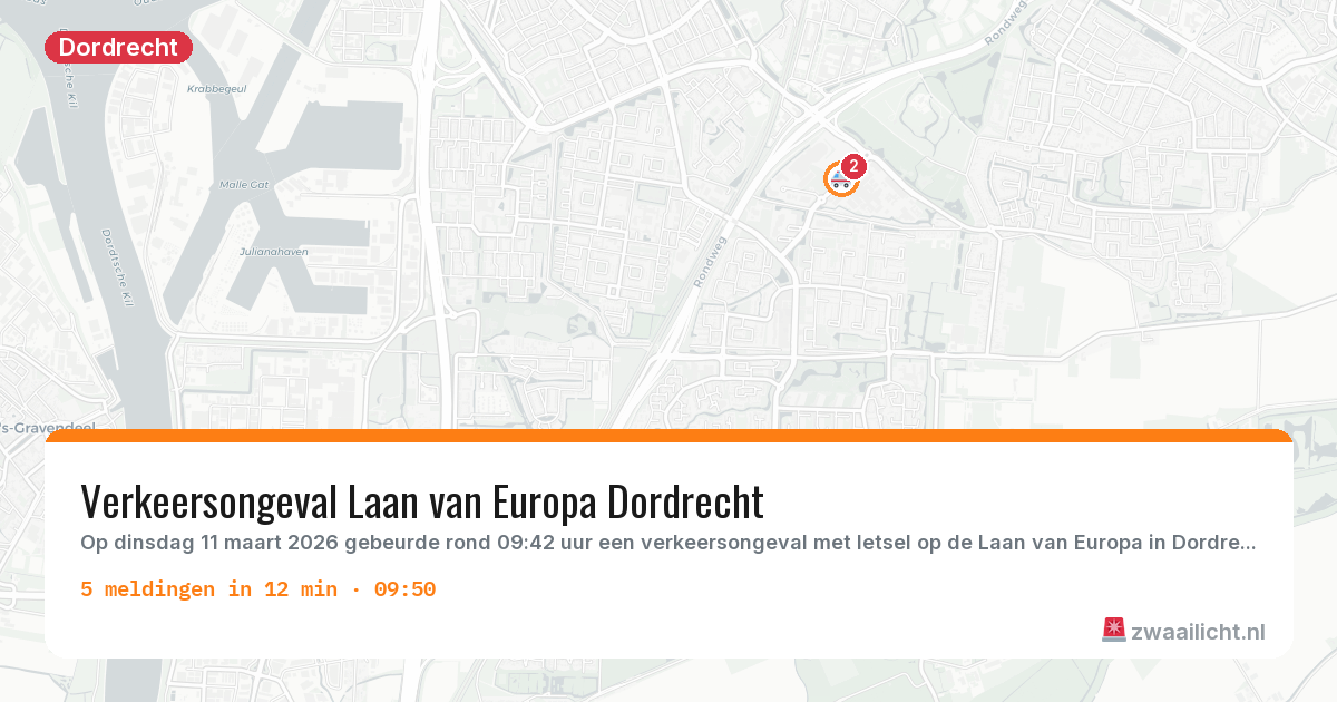 Kaart van de activiteitspiek bij Dordrecht