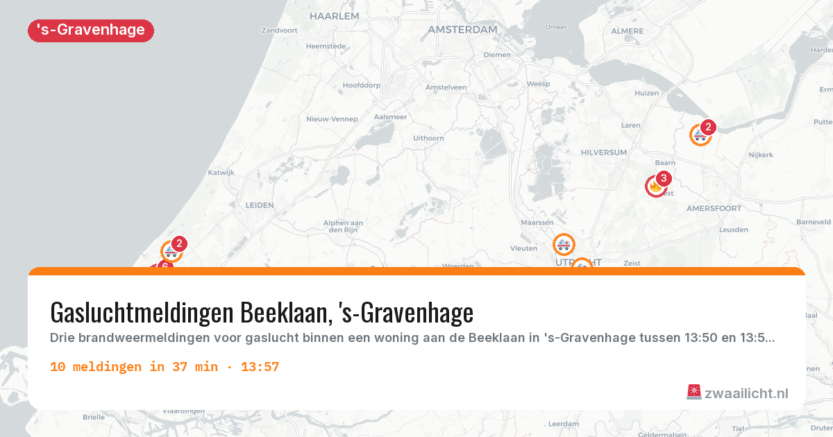 Kaart van de activiteitspiek bij 's-Gravenhage