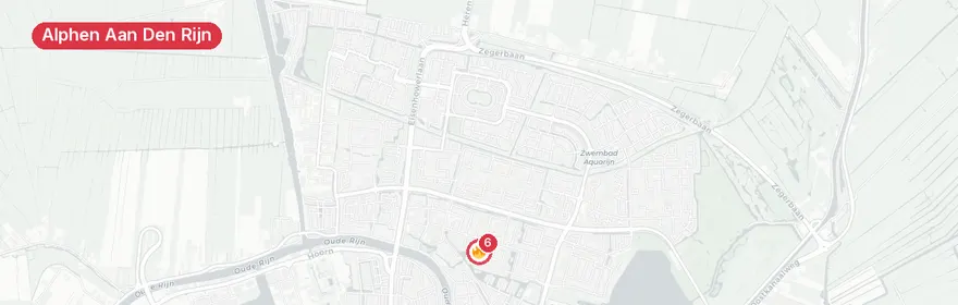 Kaart van Middelbrand op dak wooncomplex Uranusstraat Alphen aan de...