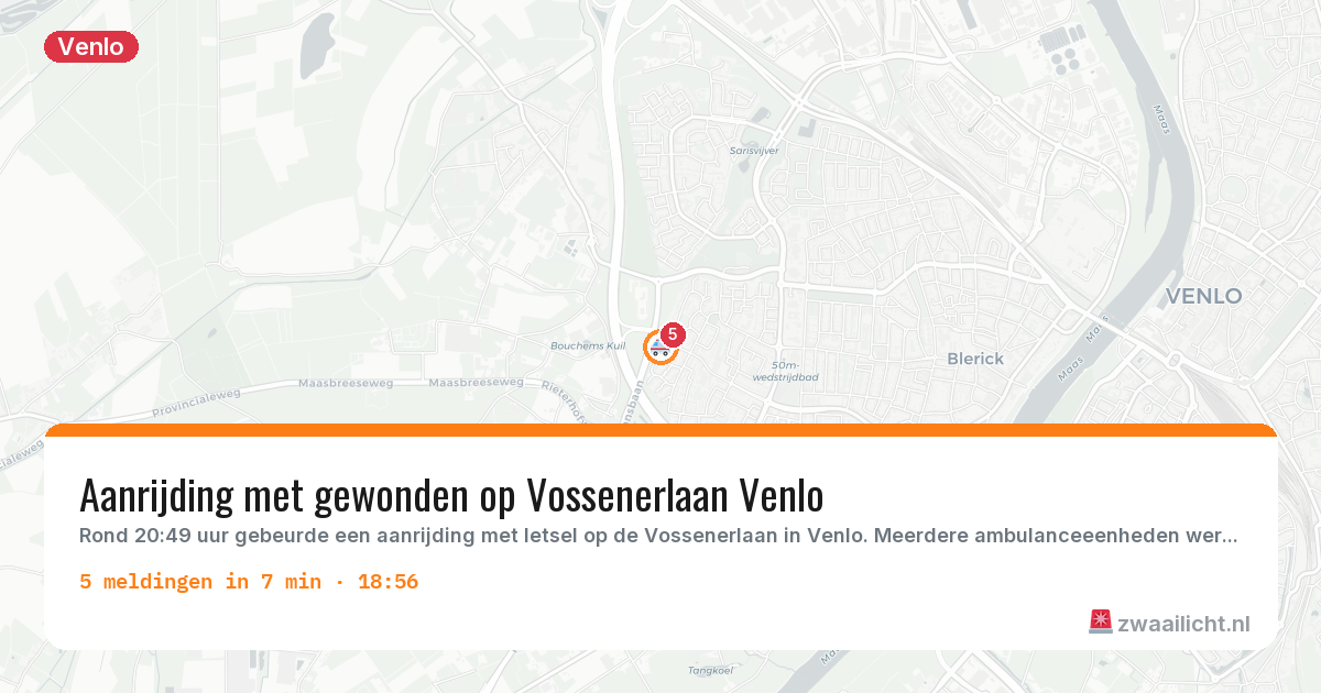 Kaart van de activiteitspiek bij Venlo