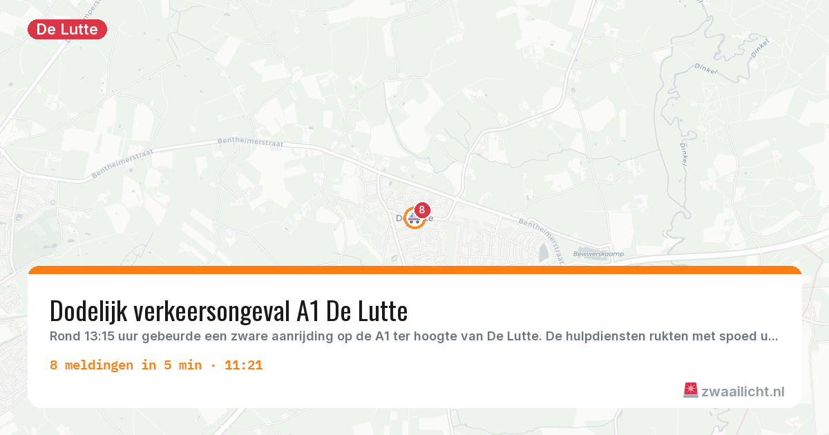 Kaart van de activiteitspiek bij De Lutte