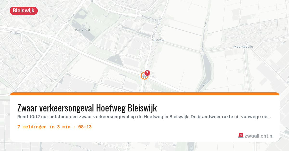 Kaart van de activiteitspiek bij Bleiswijk