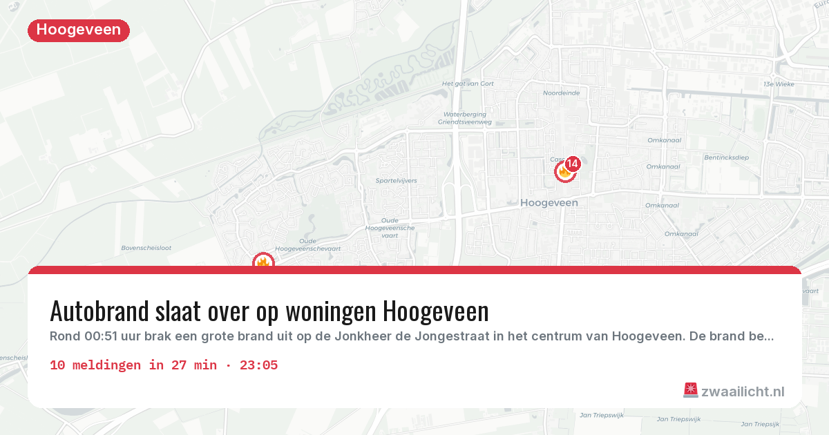 Kaart van de activiteitspiek bij Hoogeveen