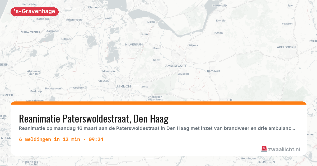 Kaart van de activiteitspiek bij 's-Gravenhage