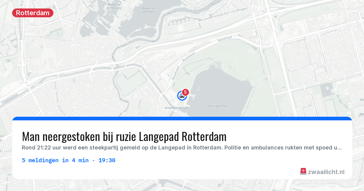 Kaart van de activiteitspiek bij Rotterdam