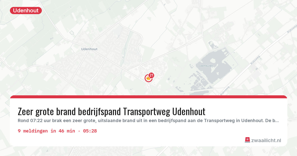 Kaart van de activiteitspiek bij Udenhout