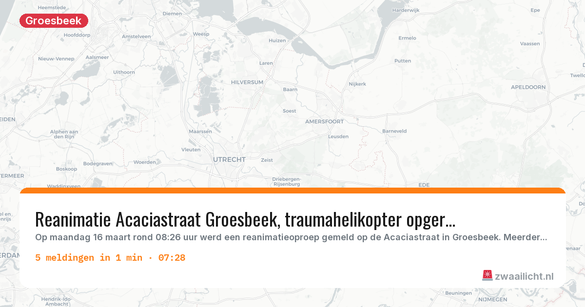 Kaart van de activiteitspiek bij Groesbeek
