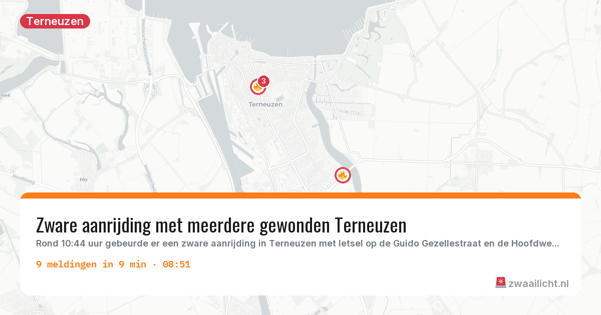 Kaart van de activiteitspiek bij Terneuzen