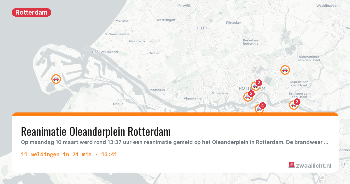 Kaart van de activiteitspiek bij Rotterdam