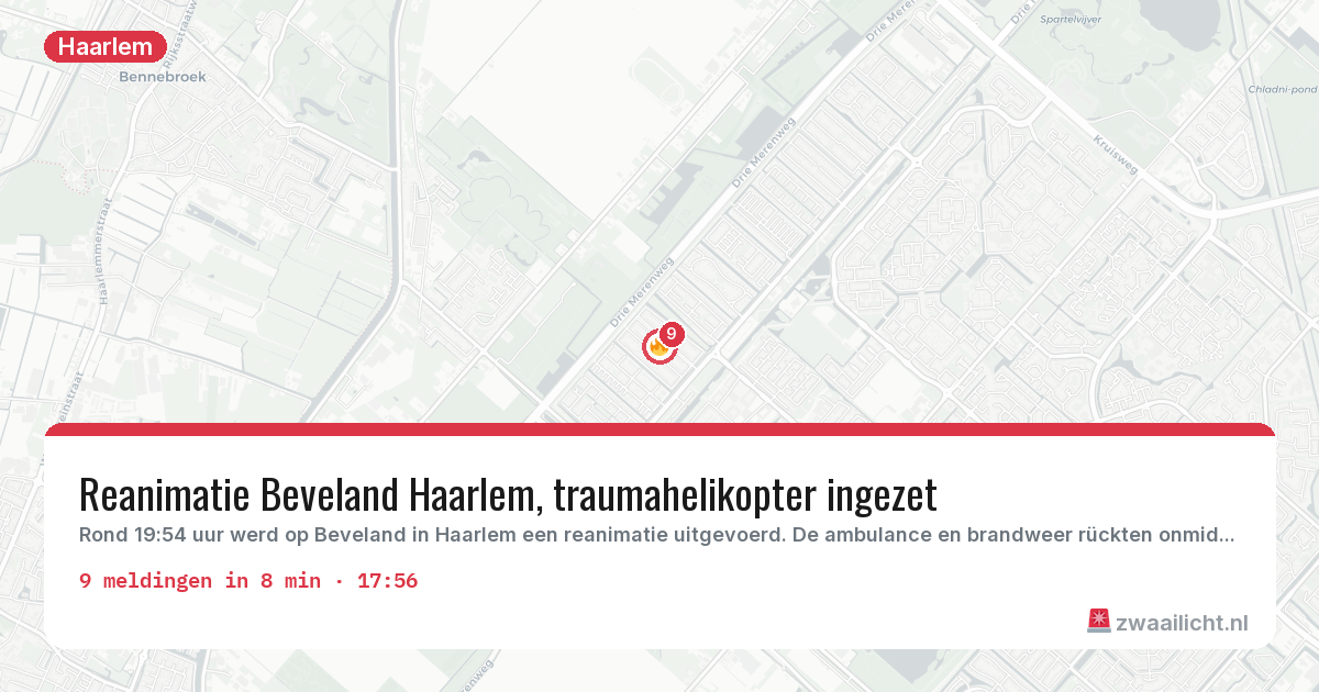 Kaart van de activiteitspiek bij Haarlem