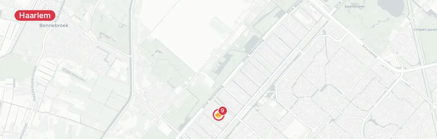 Kaart van Reanimatie Beveland Haarlem, traumahelikopter ingezet
