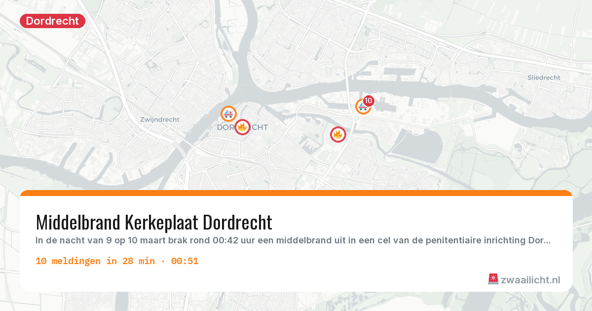 Kaart van de activiteitspiek bij Dordrecht