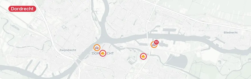 Kaart van Middelbrand Kerkeplaat Dordrecht