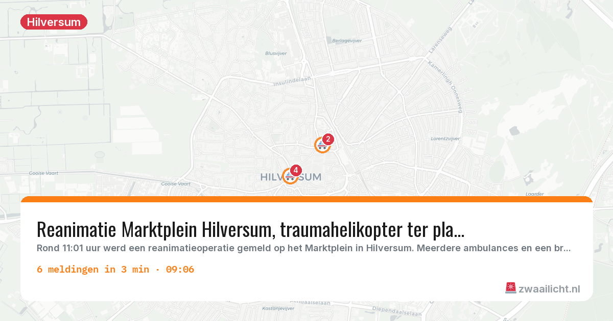 Kaart van de activiteitspiek bij Hilversum
