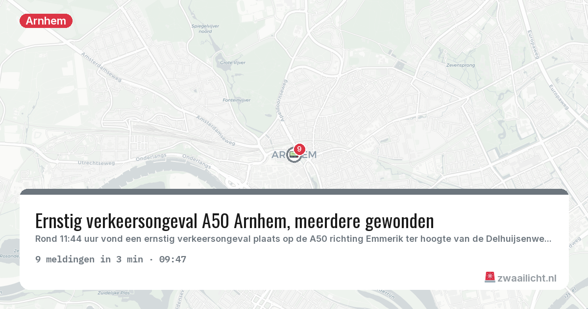 Kaart van de activiteitspiek bij Arnhem
