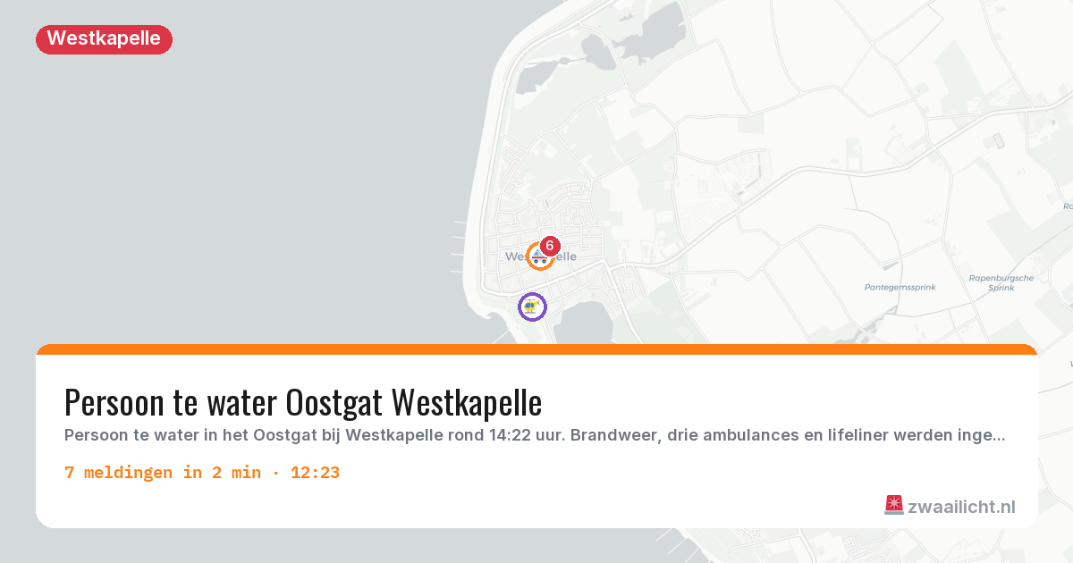 Kaart van de activiteitspiek bij Westkapelle
