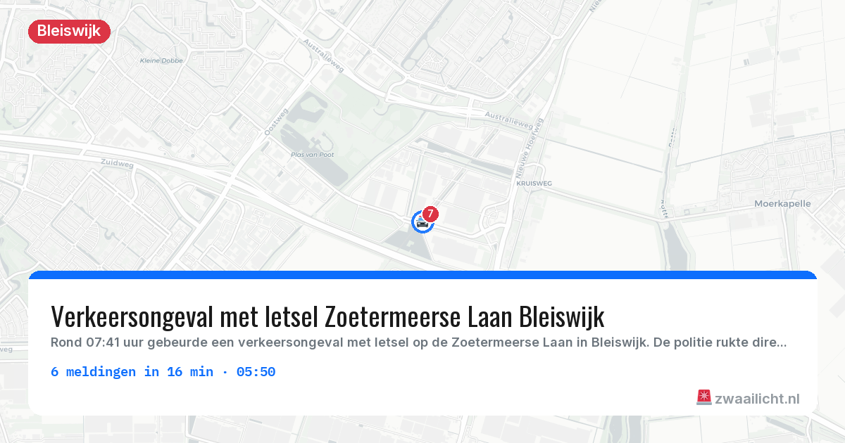 Kaart van de activiteitspiek bij Bleiswijk
