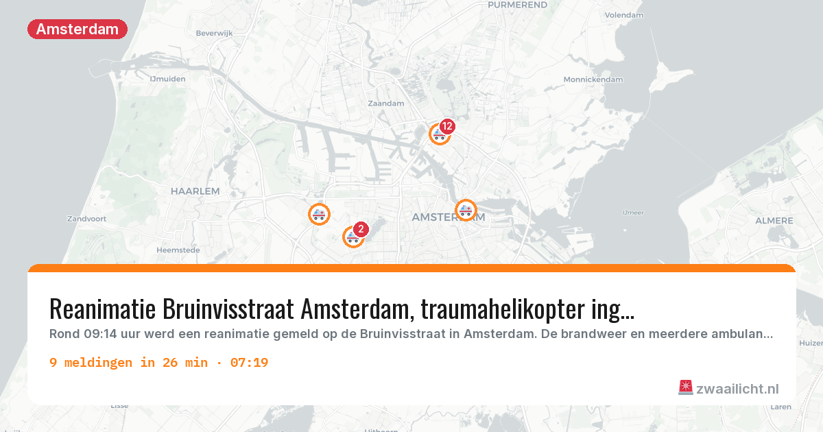 Kaart van de activiteitspiek bij Amsterdam