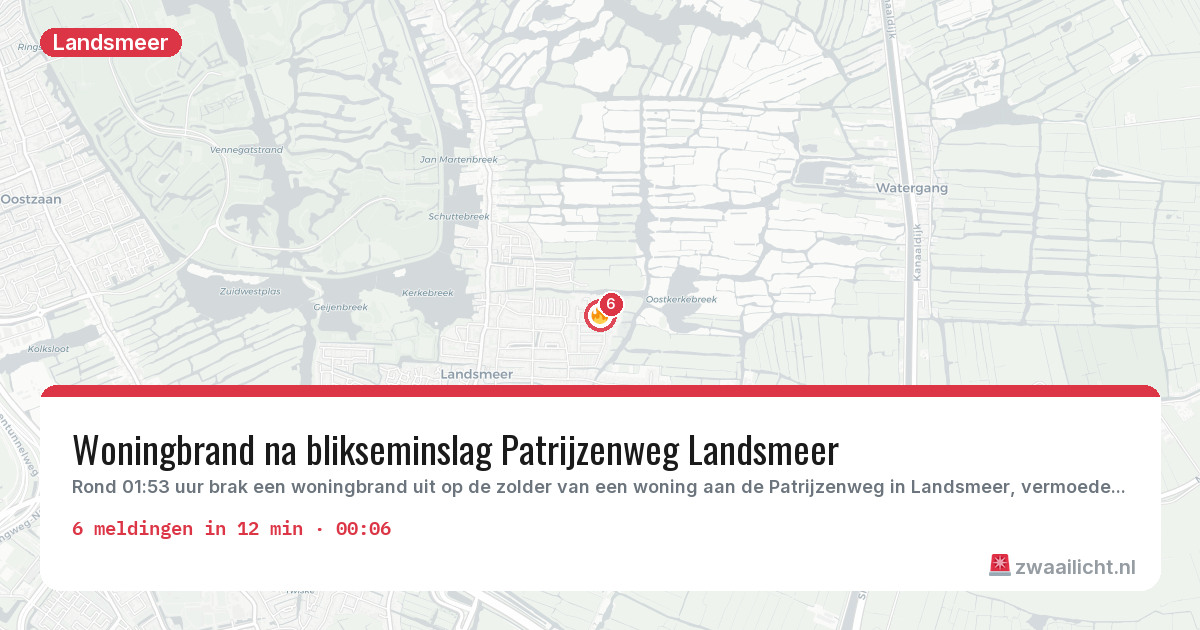 Kaart van de activiteitspiek bij Landsmeer