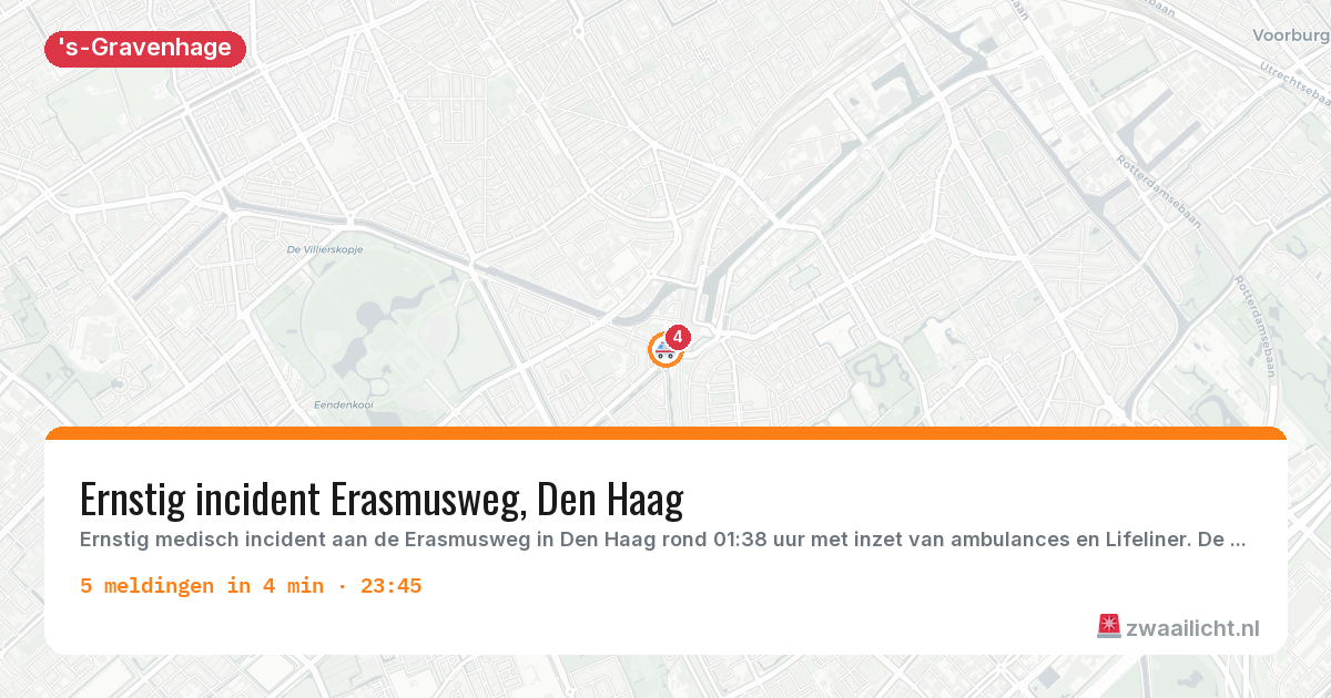 Kaart van de activiteitspiek bij 's-Gravenhage