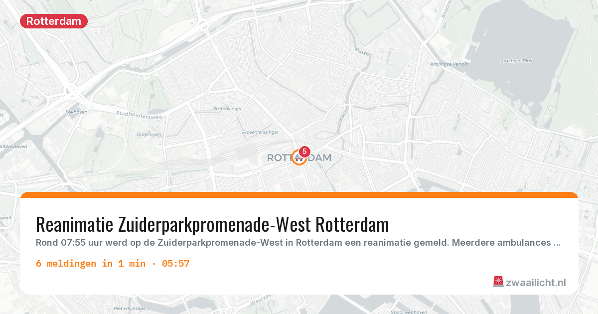 Kaart van de activiteitspiek bij Rotterdam