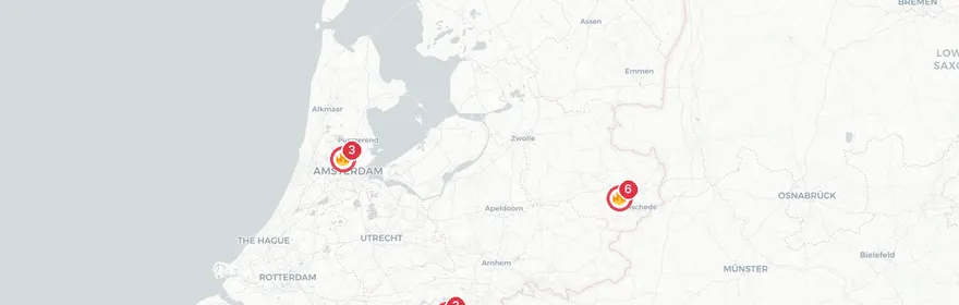 Kaart van Grote brand Breemarsweg Hengelo