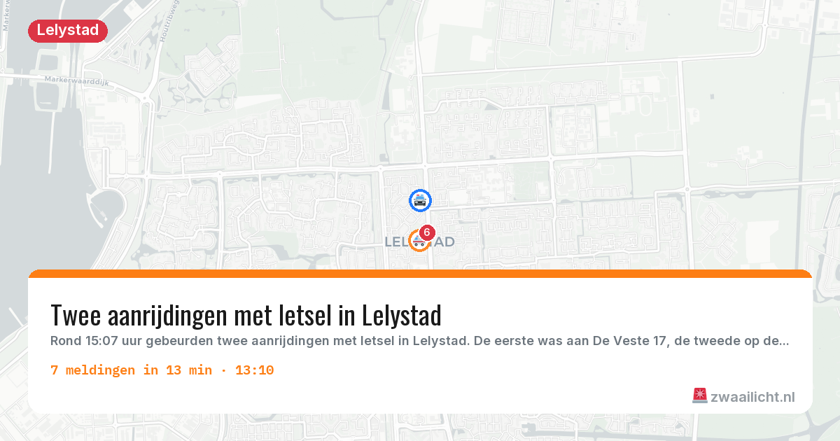 Kaart van de activiteitspiek bij Lelystad