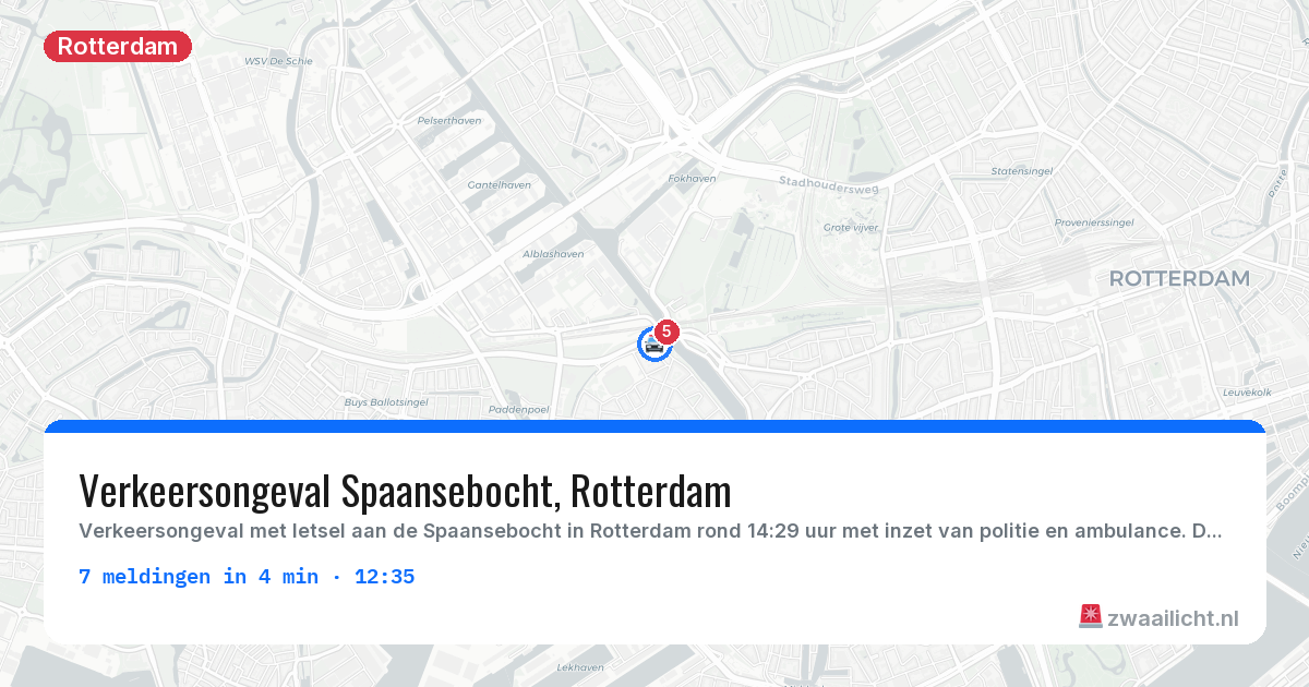 Kaart van de activiteitspiek bij Rotterdam