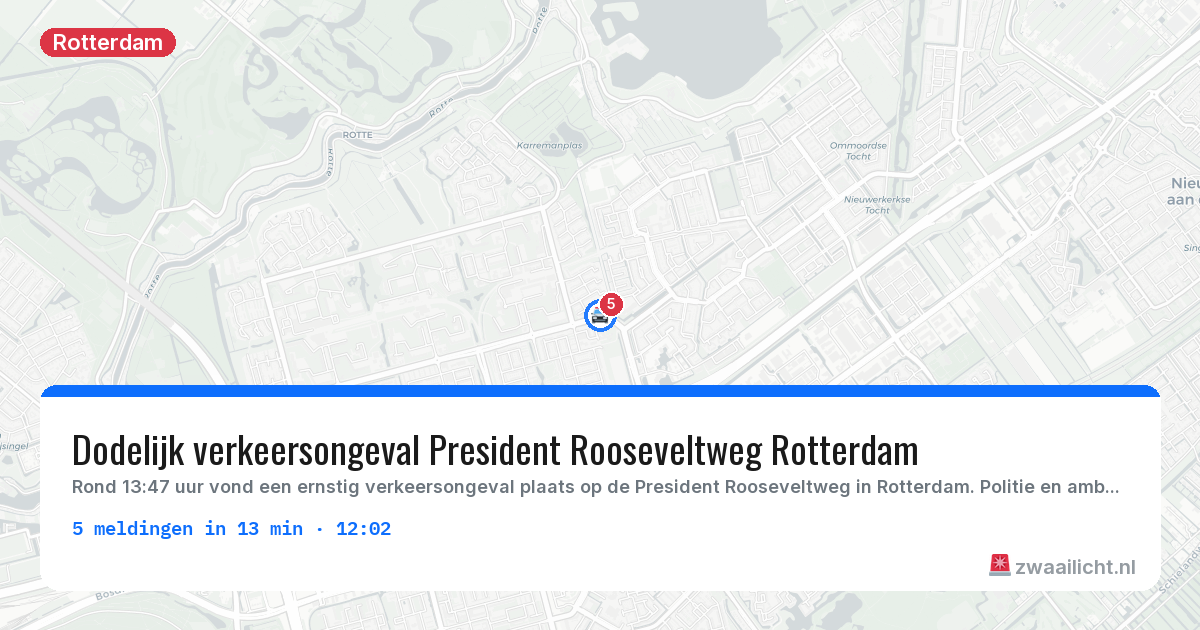 Kaart van de activiteitspiek bij Rotterdam