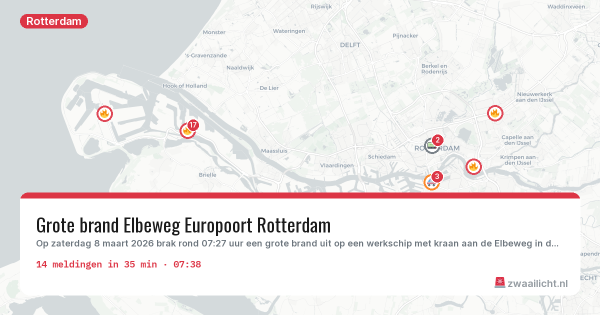 Kaart van de activiteitspiek bij Rotterdam