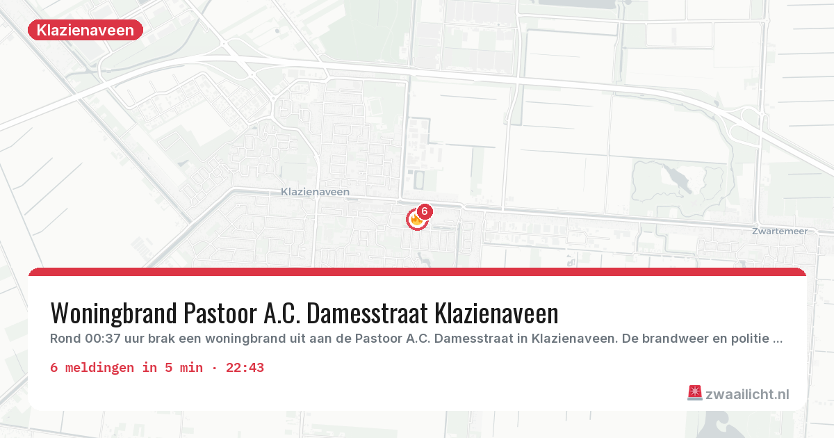Kaart van de activiteitspiek bij Klazienaveen