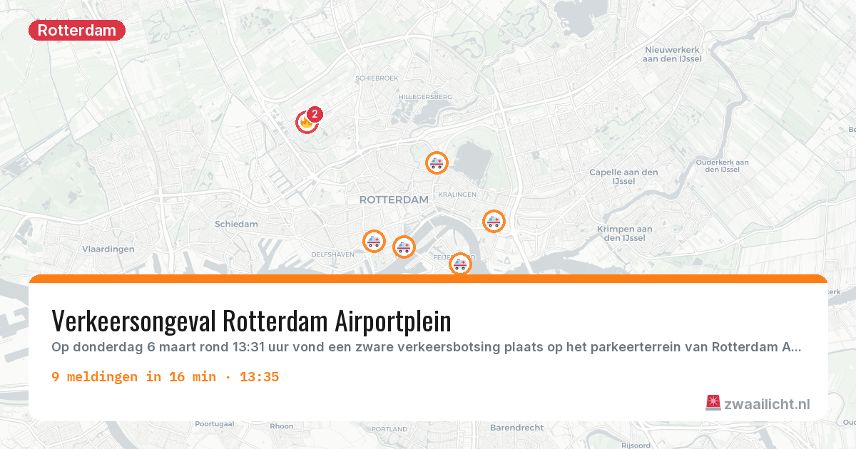 Kaart van de activiteitspiek bij Rotterdam