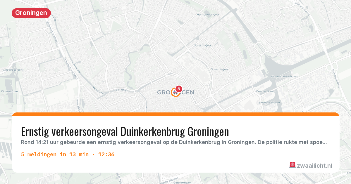 Kaart van de activiteitspiek bij Groningen