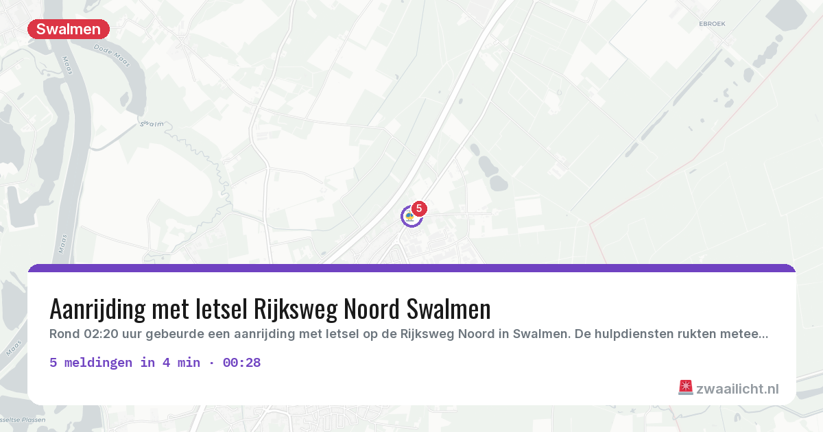 Kaart van de activiteitspiek bij Swalmen