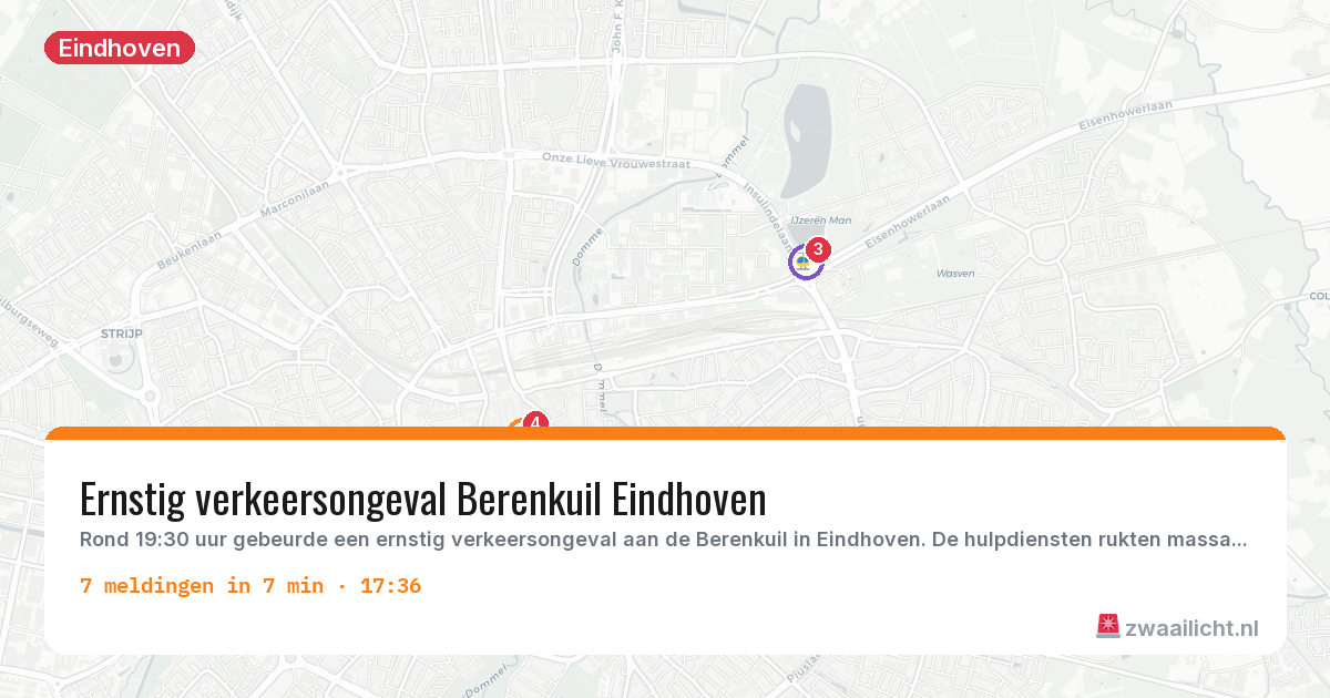 Kaart van de activiteitspiek bij Eindhoven