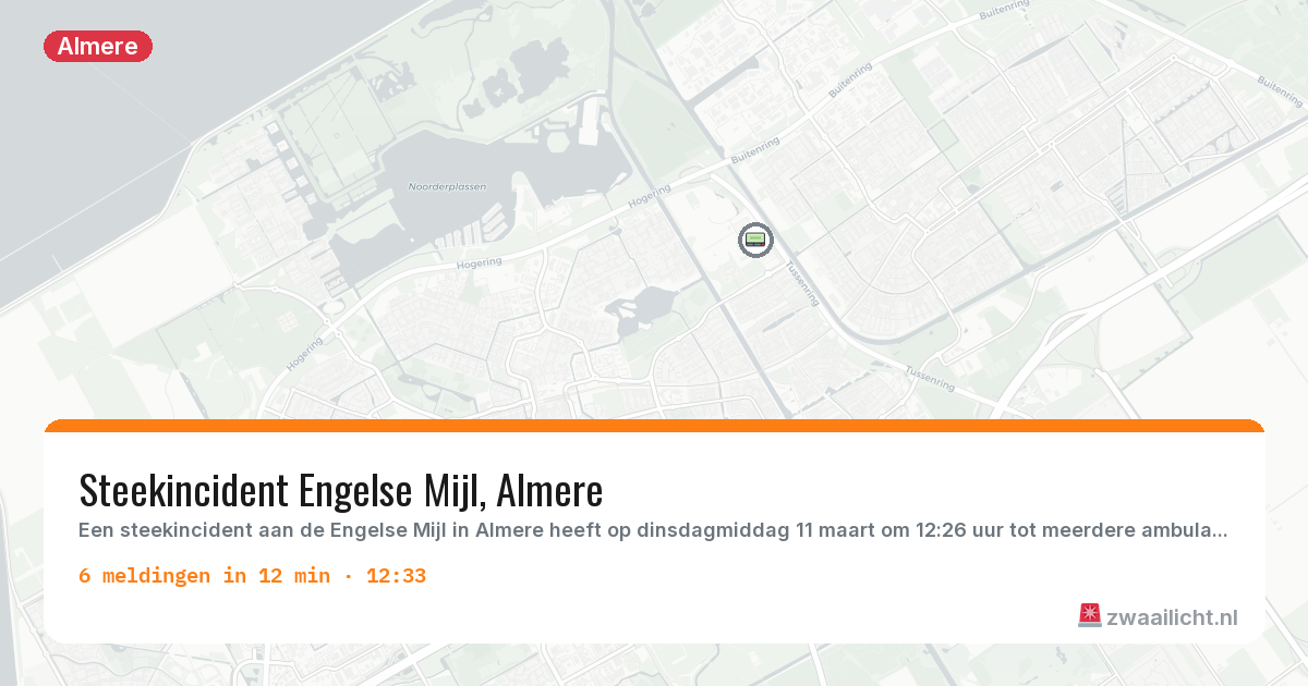 Kaart van de activiteitspiek bij Almere