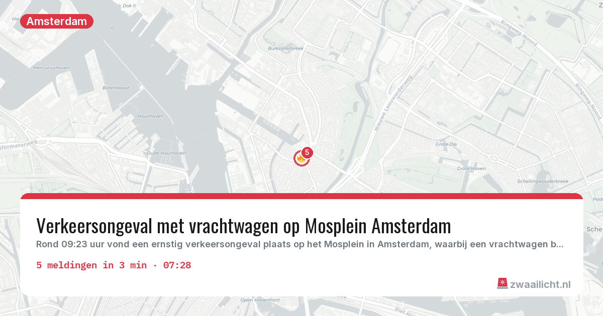 Kaart van de activiteitspiek bij Amsterdam