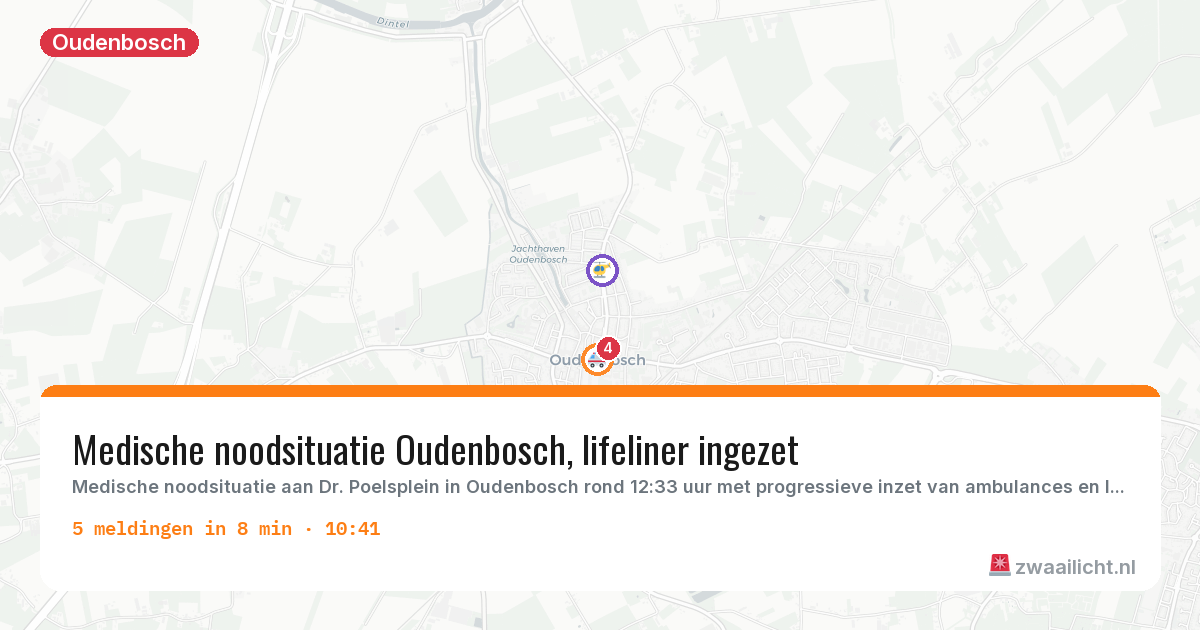 Kaart van de activiteitspiek bij Oudenbosch