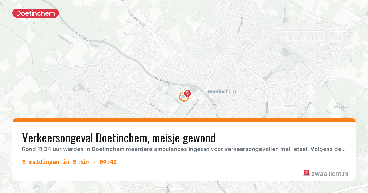 Kaart van de activiteitspiek bij Doetinchem